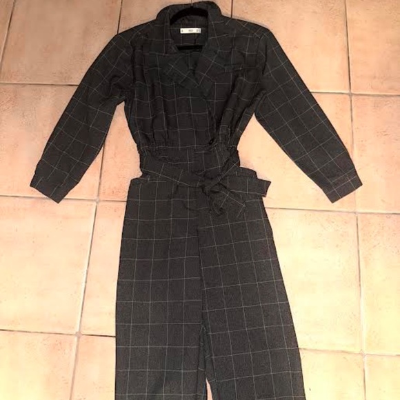 Mango Grey Pin-Stripe Long-Sleeve Jumpsuit XS - Picture 2 of 4